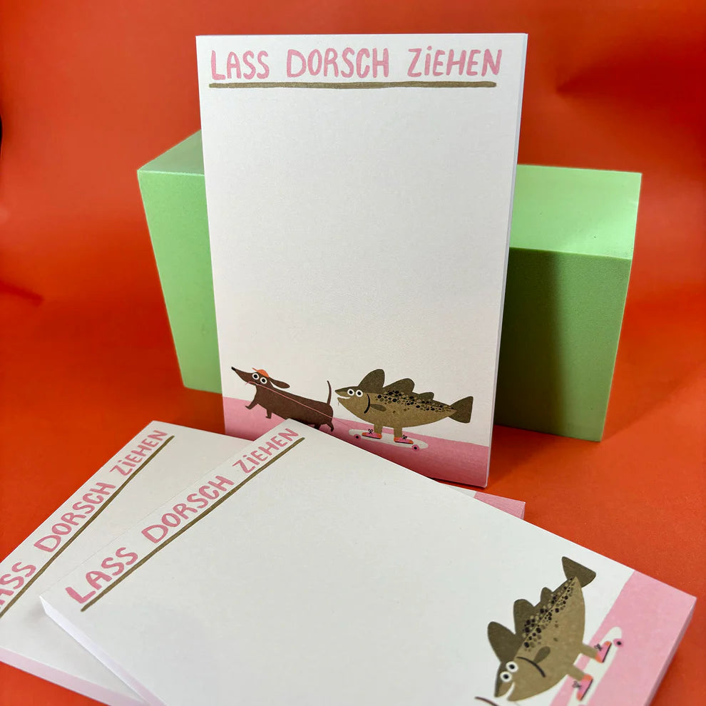 Lass Dorsch ziehen Notizblock Slinga