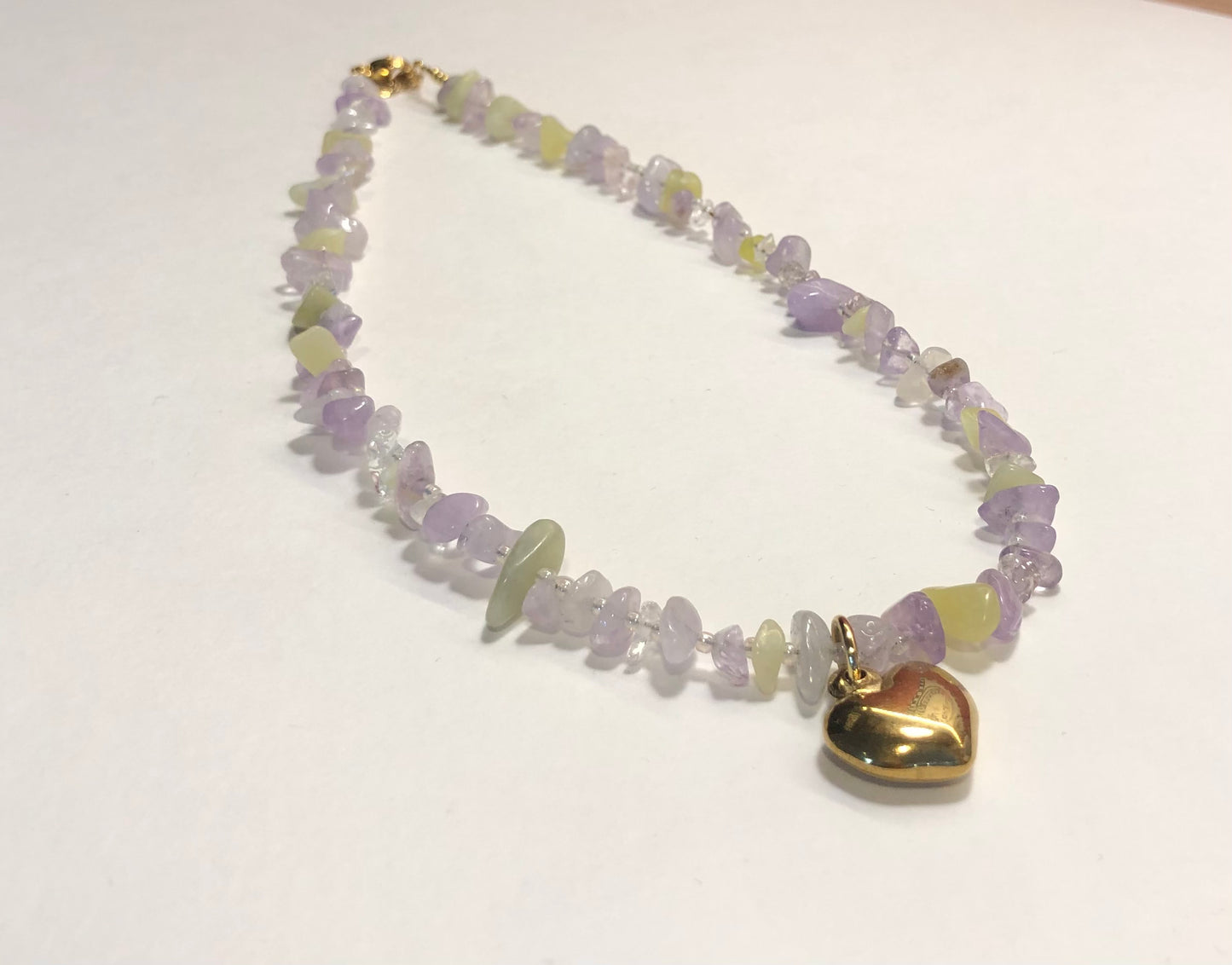Optipearl Edelsteinkette mit goldenem Herz