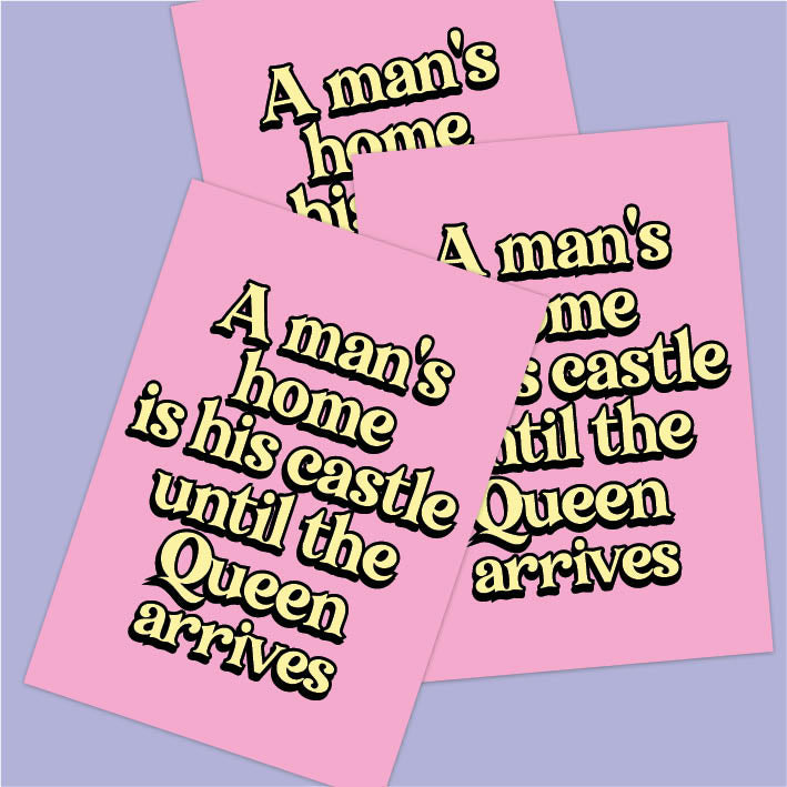 A man's home is his castle until the Queen arrives Postkarte