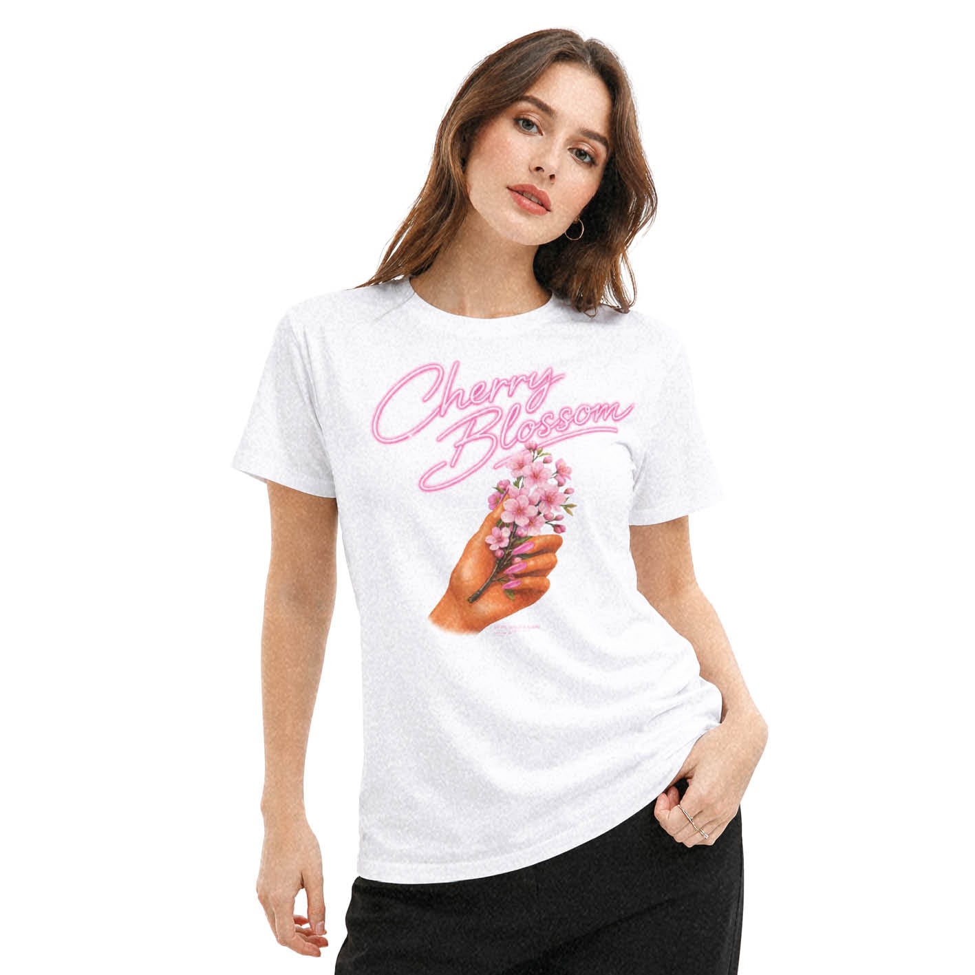 Cherry Blossom Hand Ladies Box Tee 🌸