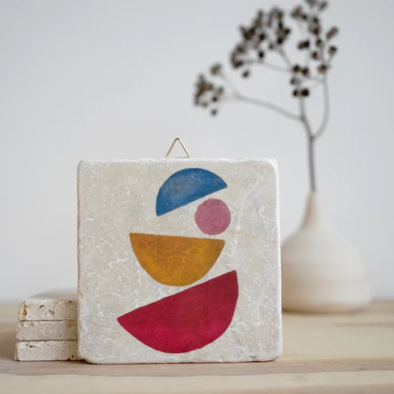 Steinfliese Geometrie Bunt