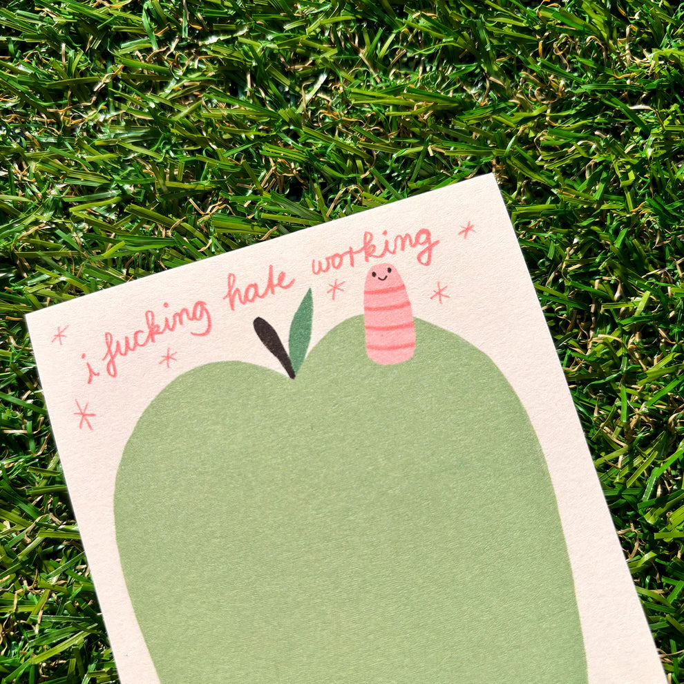 I fucking hate working Notizblock Slinga