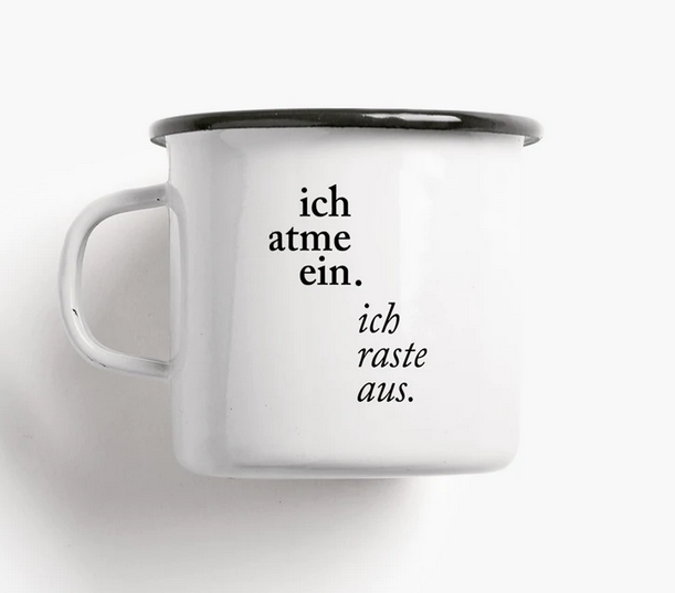 Emailletasse Ich atme ein.