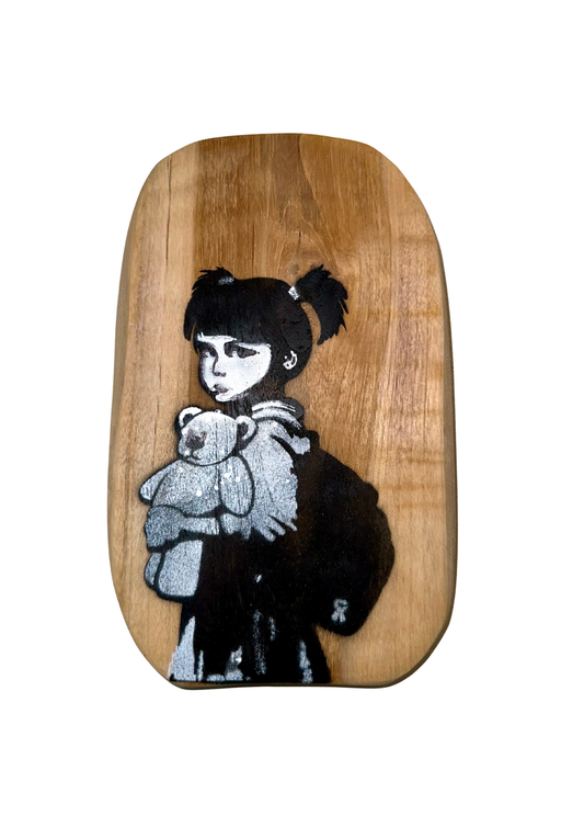 Mädchen mit Teddy Street Art DROPIX