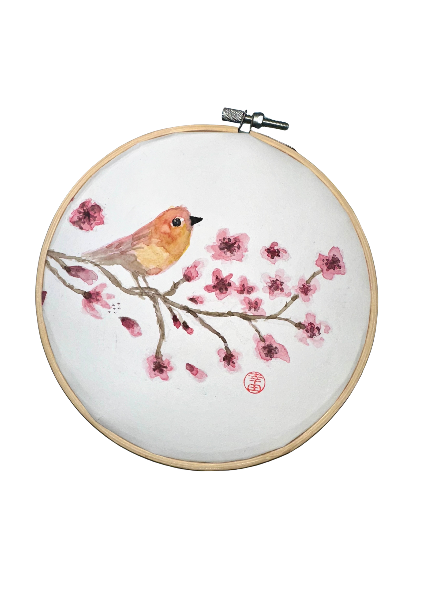 Papelami Stickrahmenbild Cherryblossom Rotkehlchen