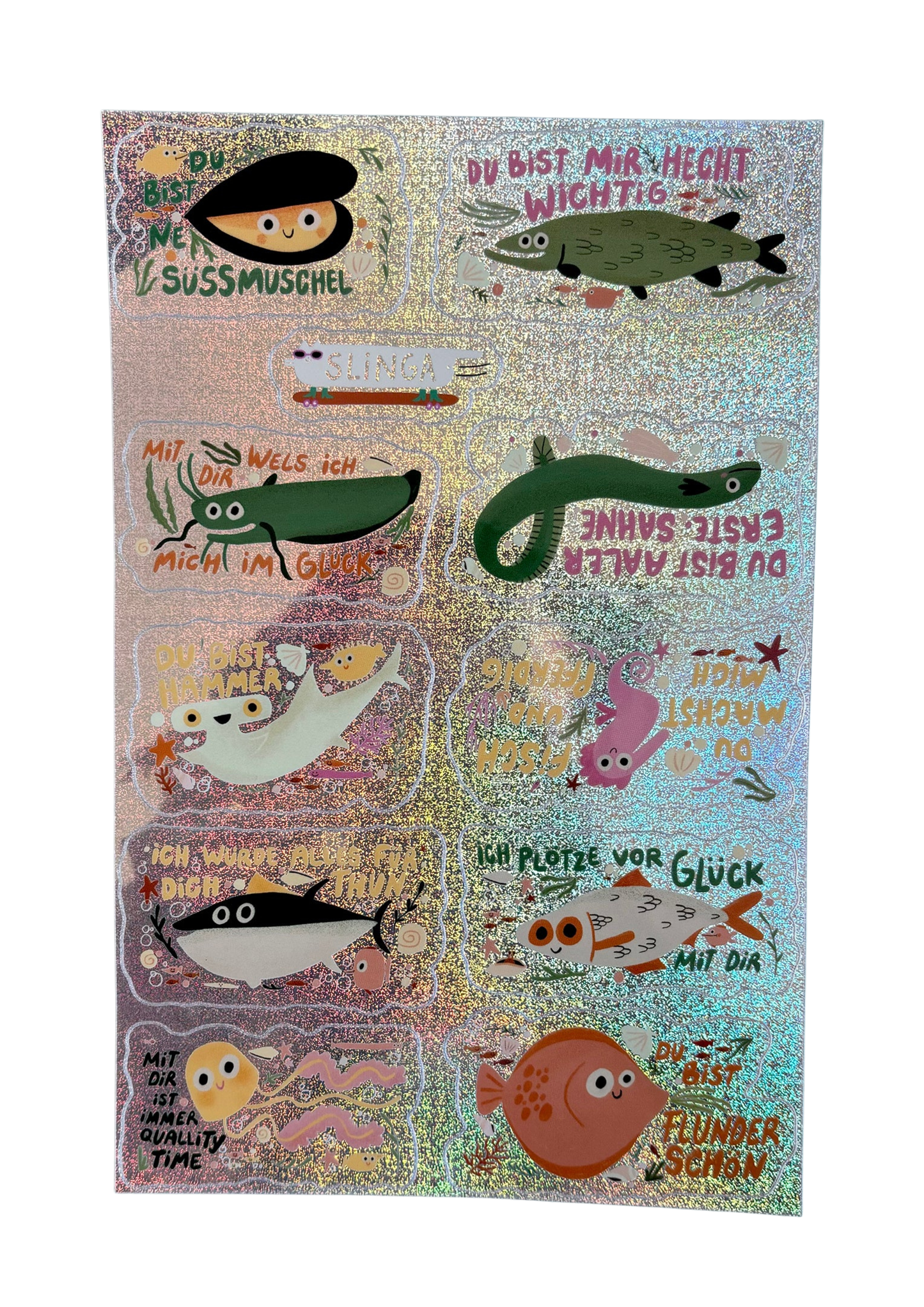 Glitzerbogen Fische Slinga A5