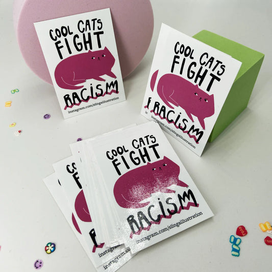 Cool cats fight racism Sticker Slinga