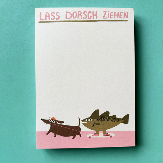 Lass Dorsch ziehen Notizblock Slinga