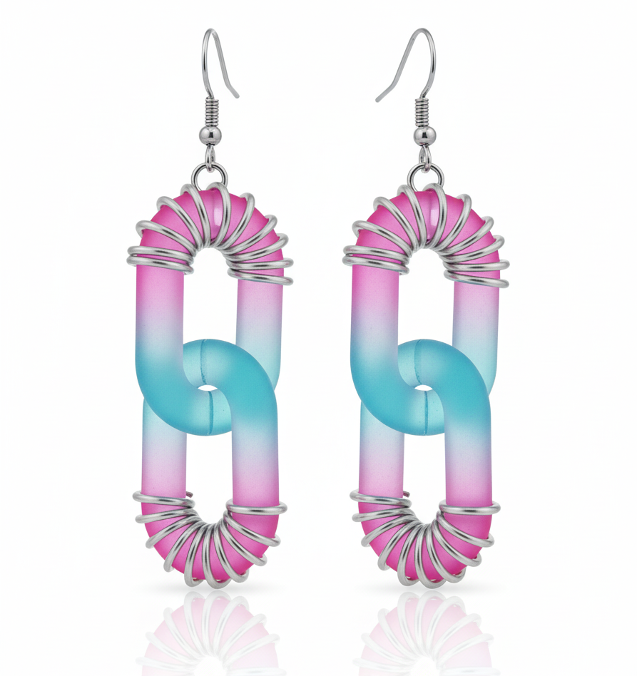 i_AM Anna Pink und blaue Kettenohrringe