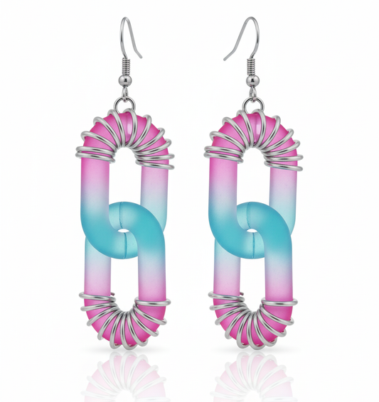 i_AM Anna Pink und blaue Kettenohrringe