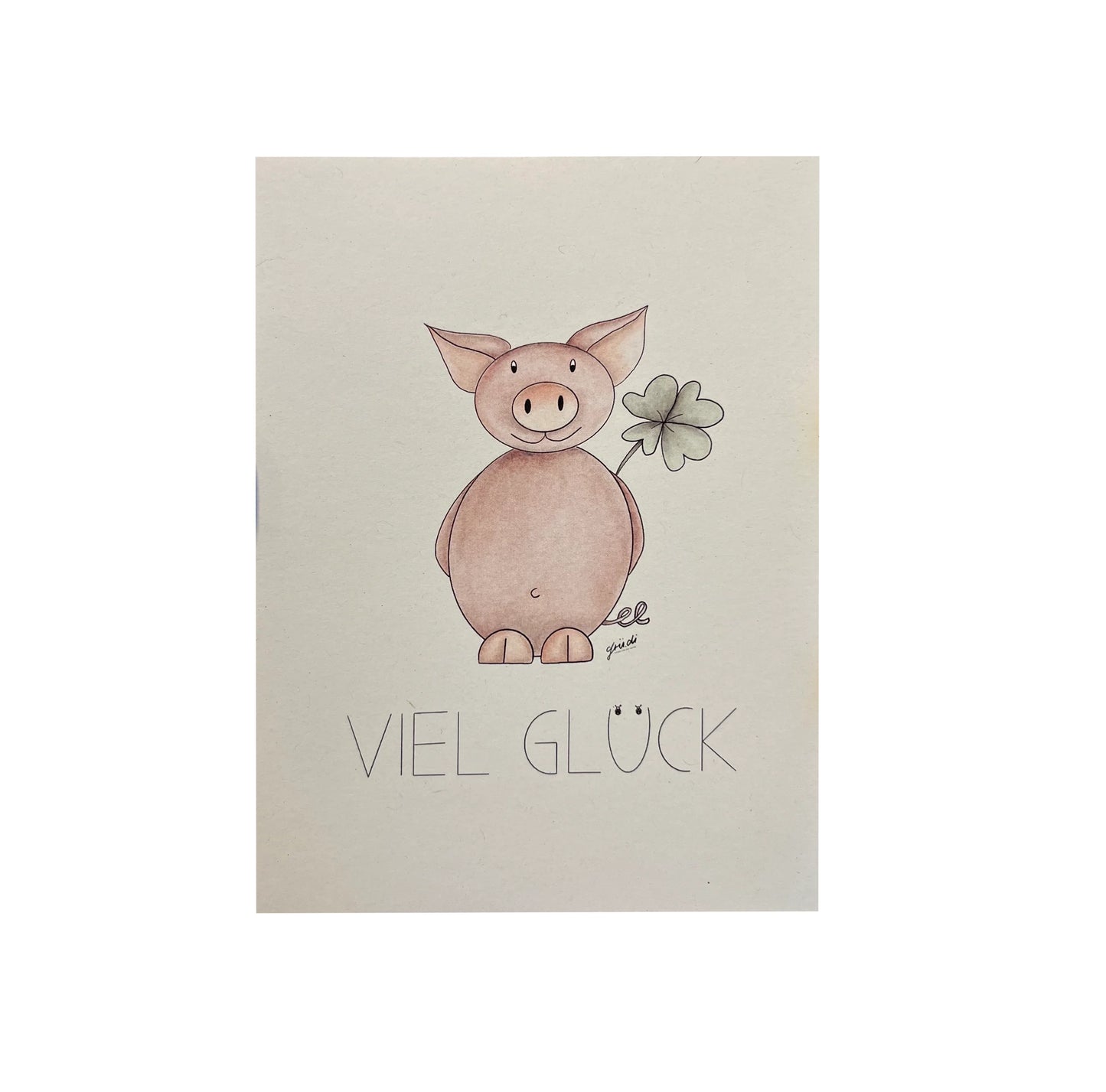 Schwein Viel Glück Postkarte