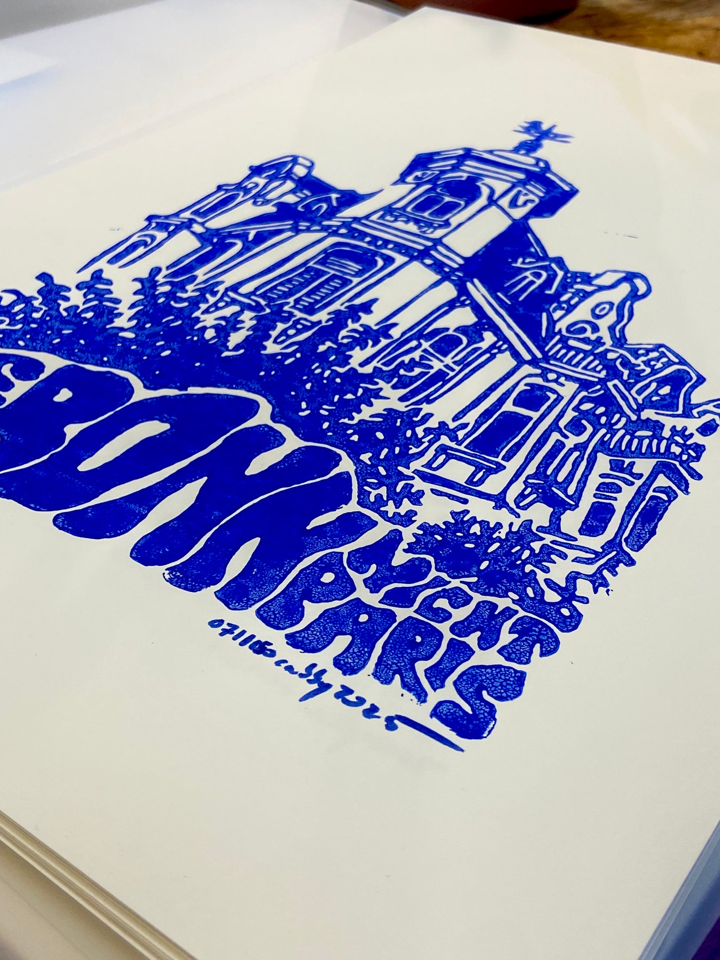 Cabby Linoldruck "Bonn nicht Paris" A3