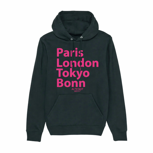 Bonn City Hoodie schwarz mit pinker Schrift