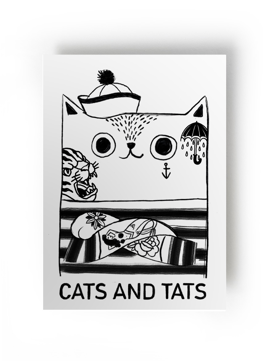 Cats and Tats Postkarte