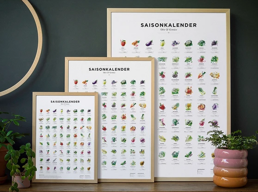 Saisonkalender für Obst & Gemüse, Poster farbig